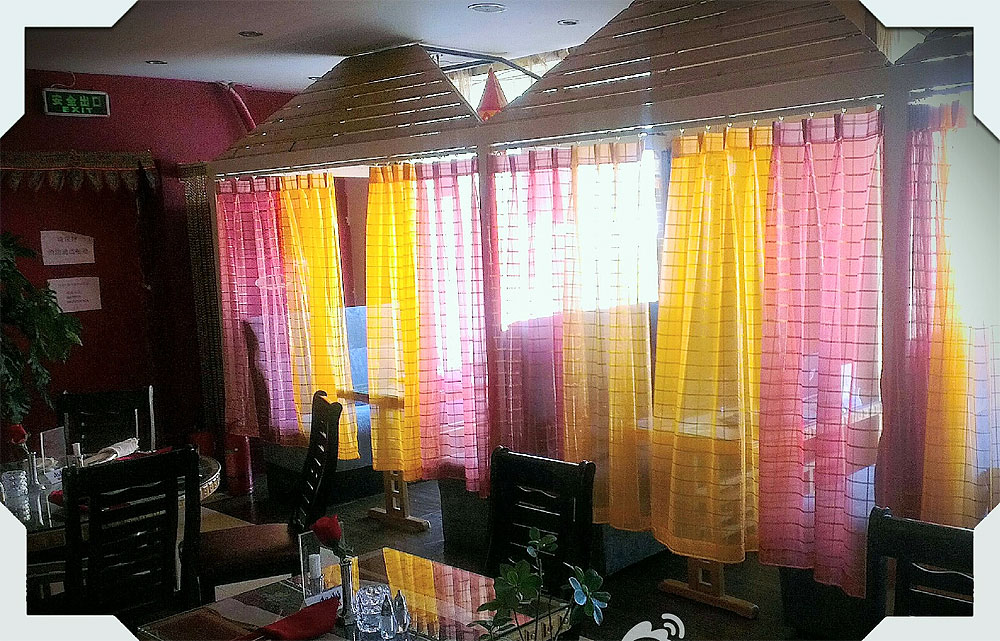 Gold-threaded Chiffon silk curtains from India!